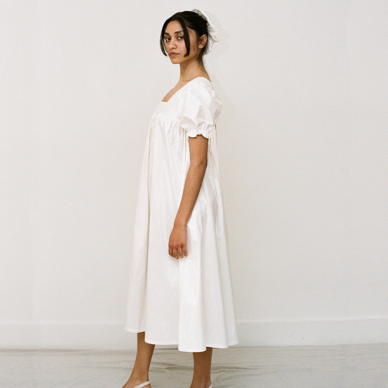 Ivory Silk Taffeta Tie-Back Dress