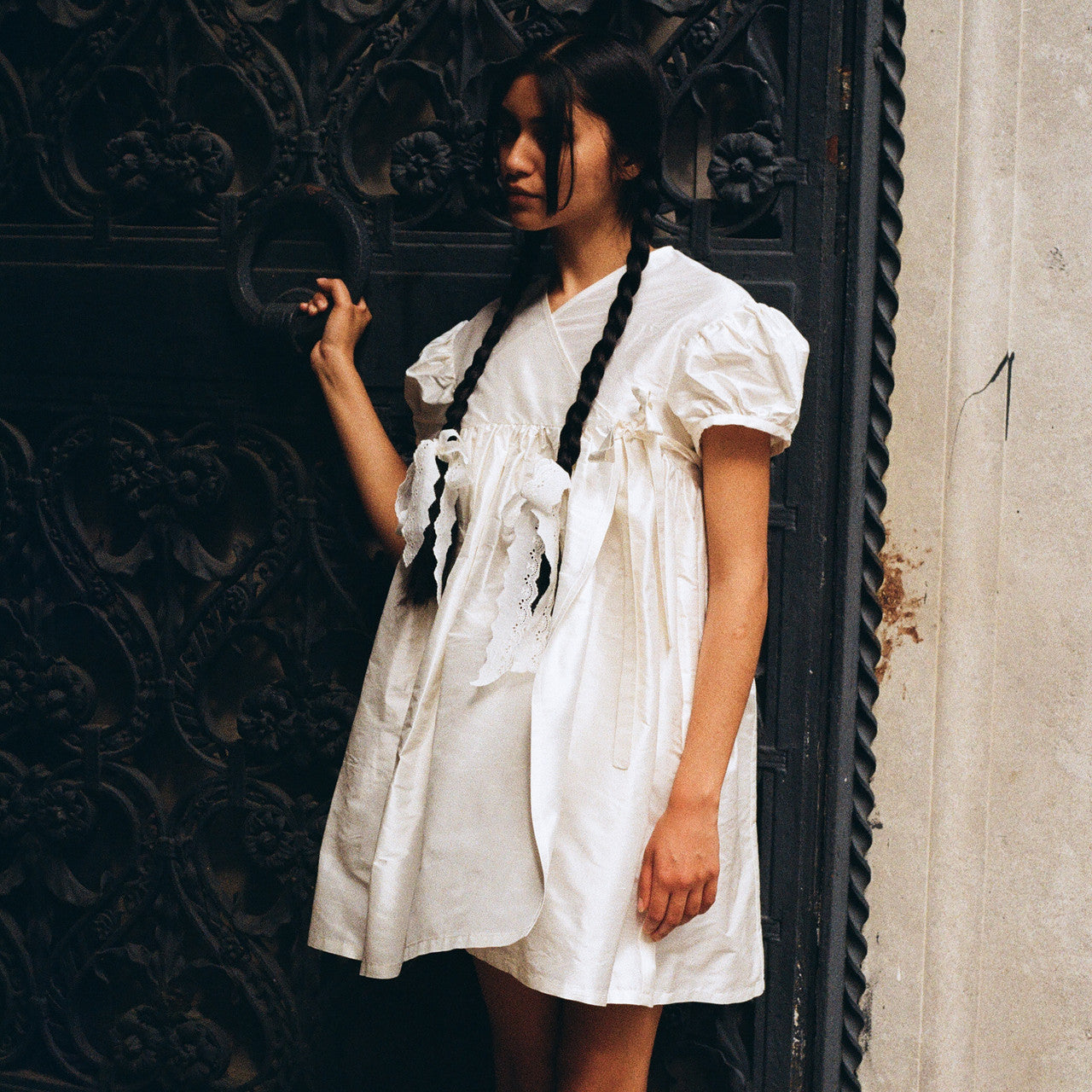 Ivory Silk Wrap Dress