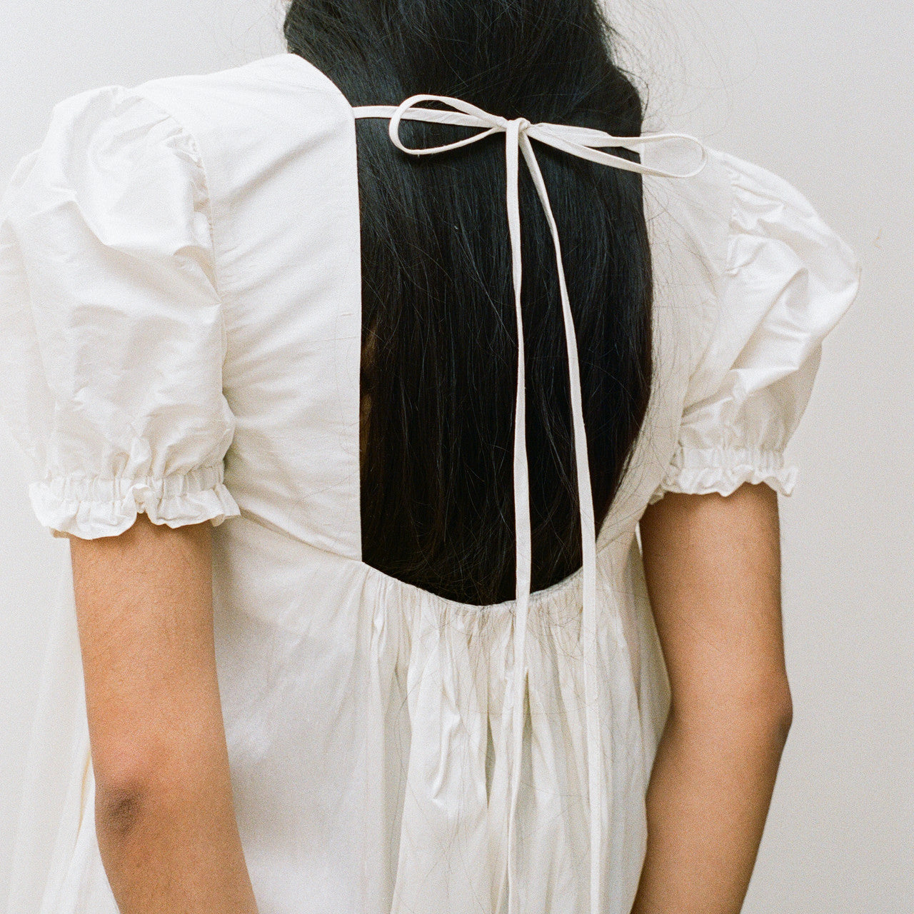 Ivory Silk Taffeta Tie-Back Dress
