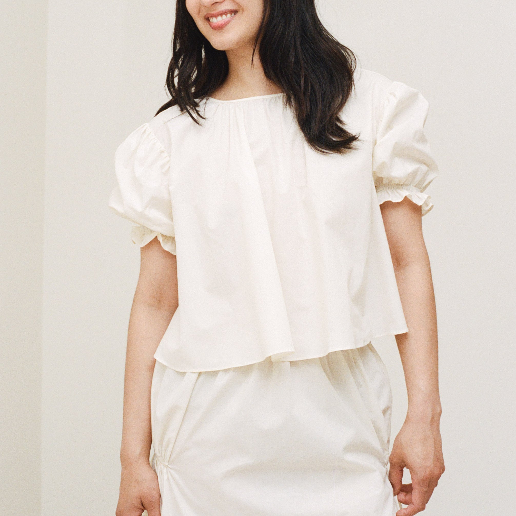 Batiste Cotton Smocked Blouse