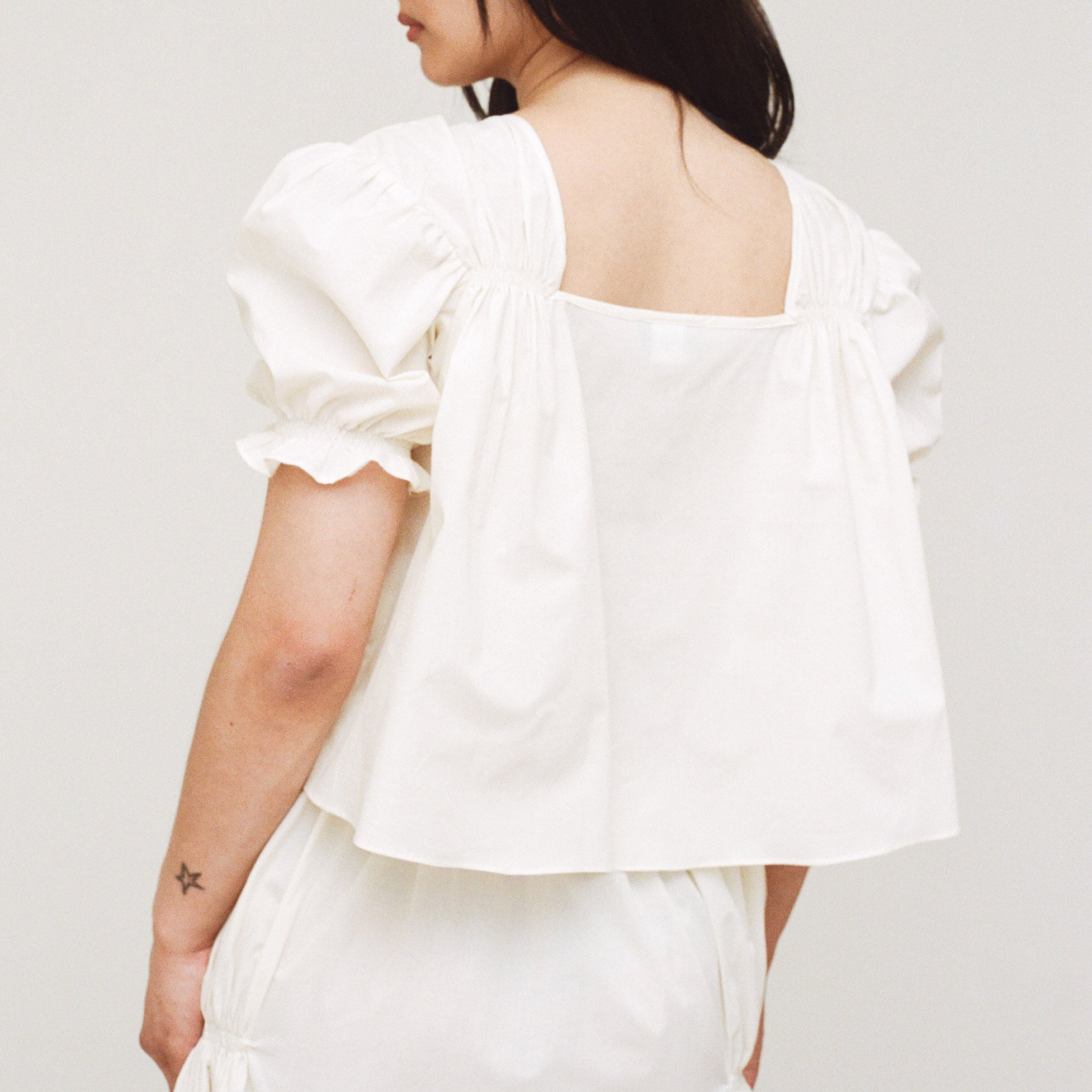 Batiste Cotton Smocked Blouse