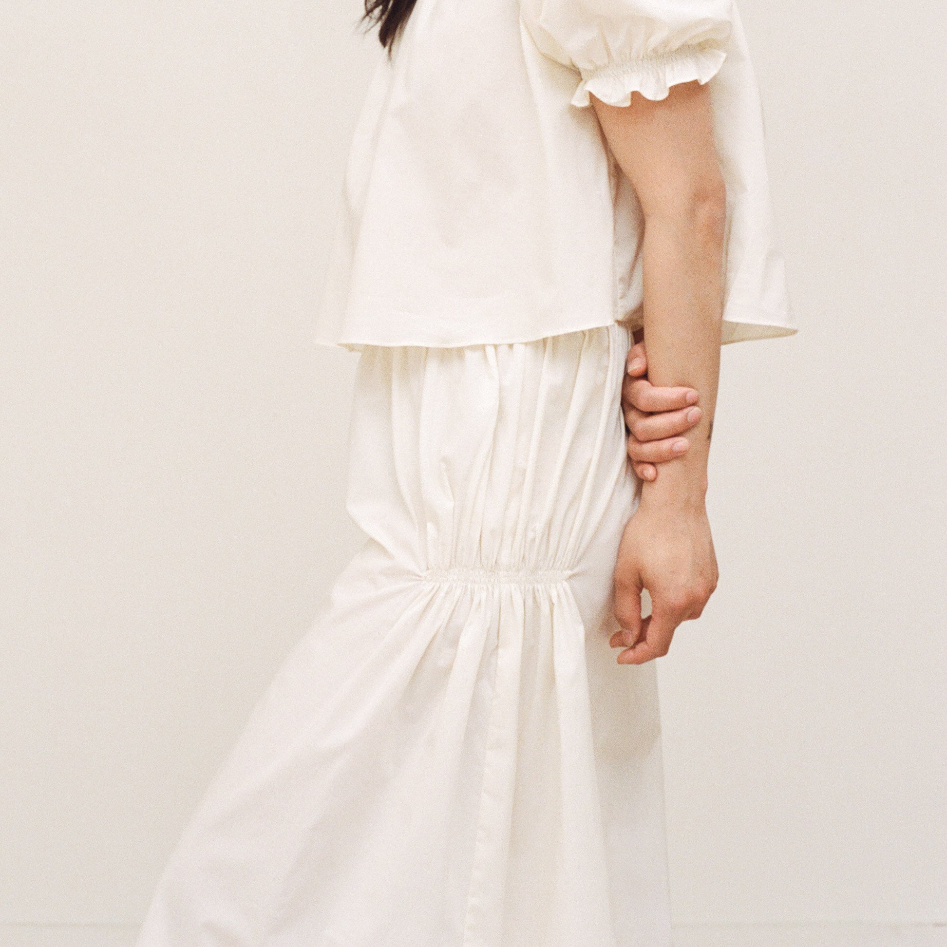 Batiste Cotton Smocked Skirt