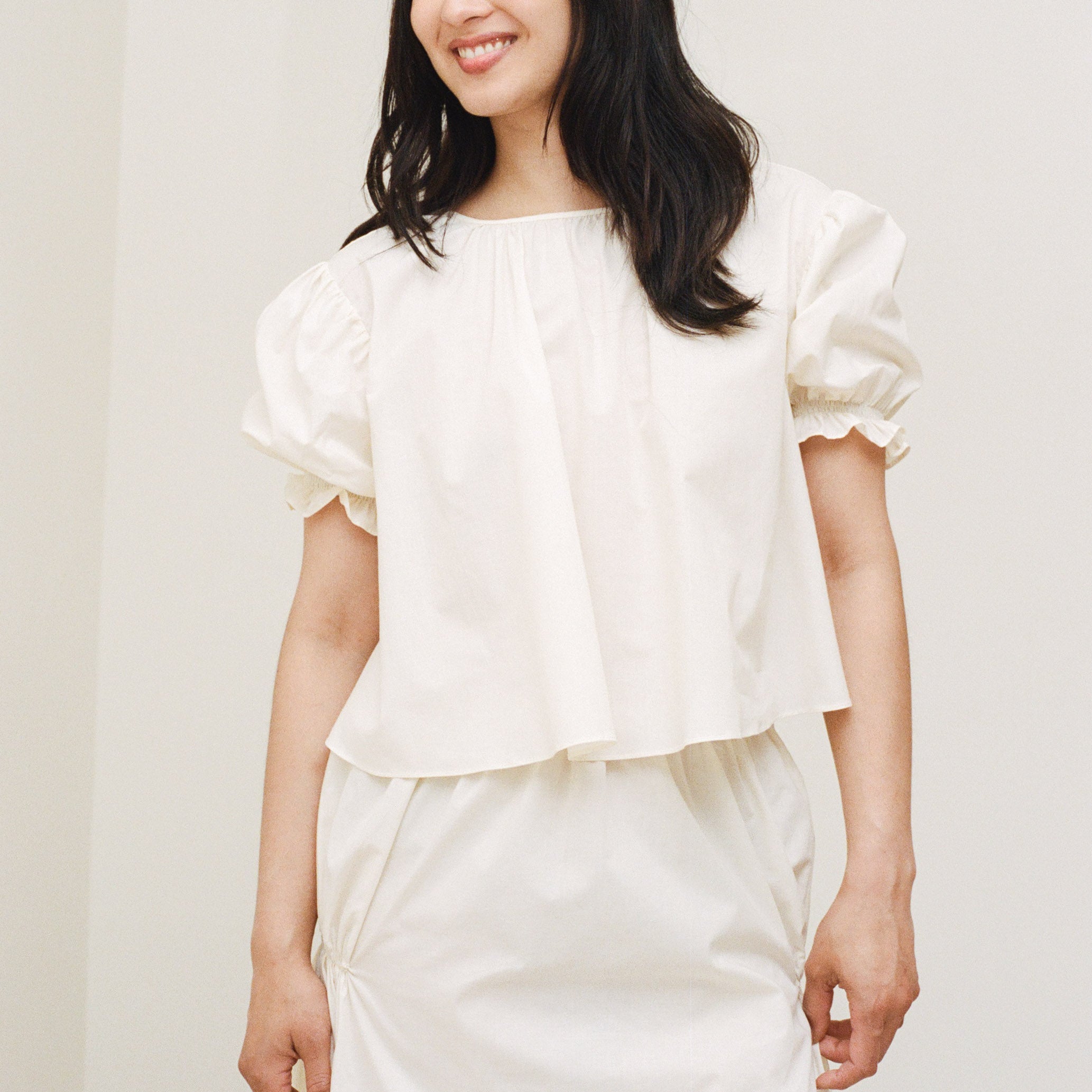Batiste Cotton Smocked Skirt