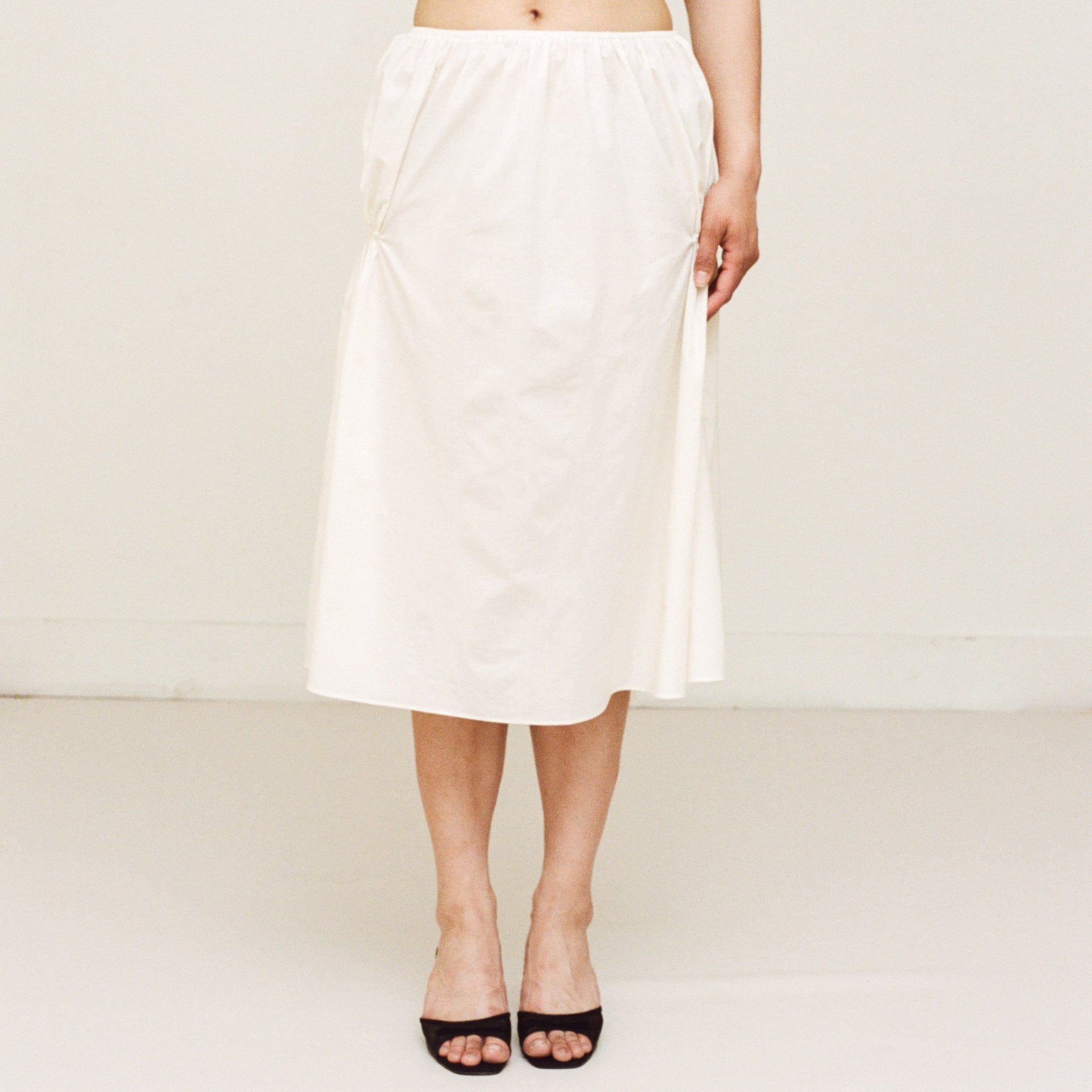 Batiste Cotton Smocked Skirt
