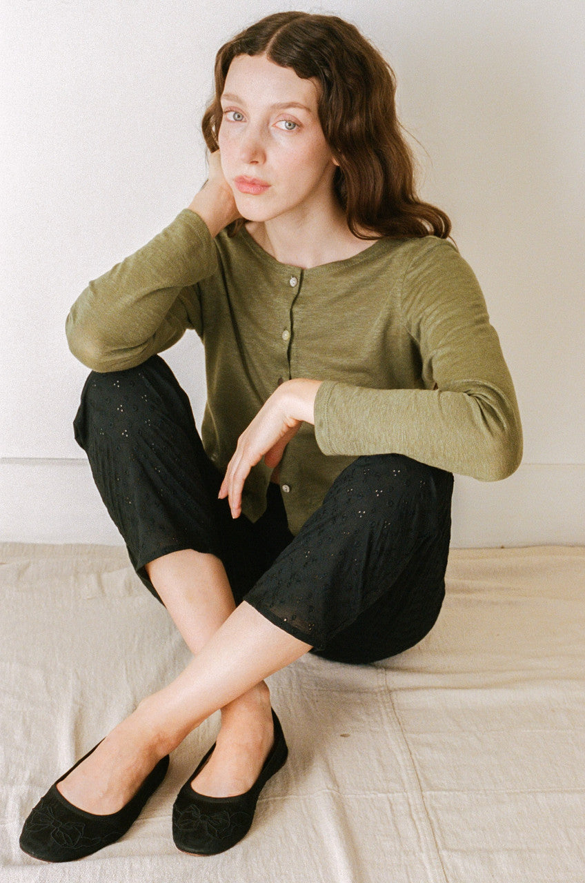 Embroidered Eyelet Pocket Pants