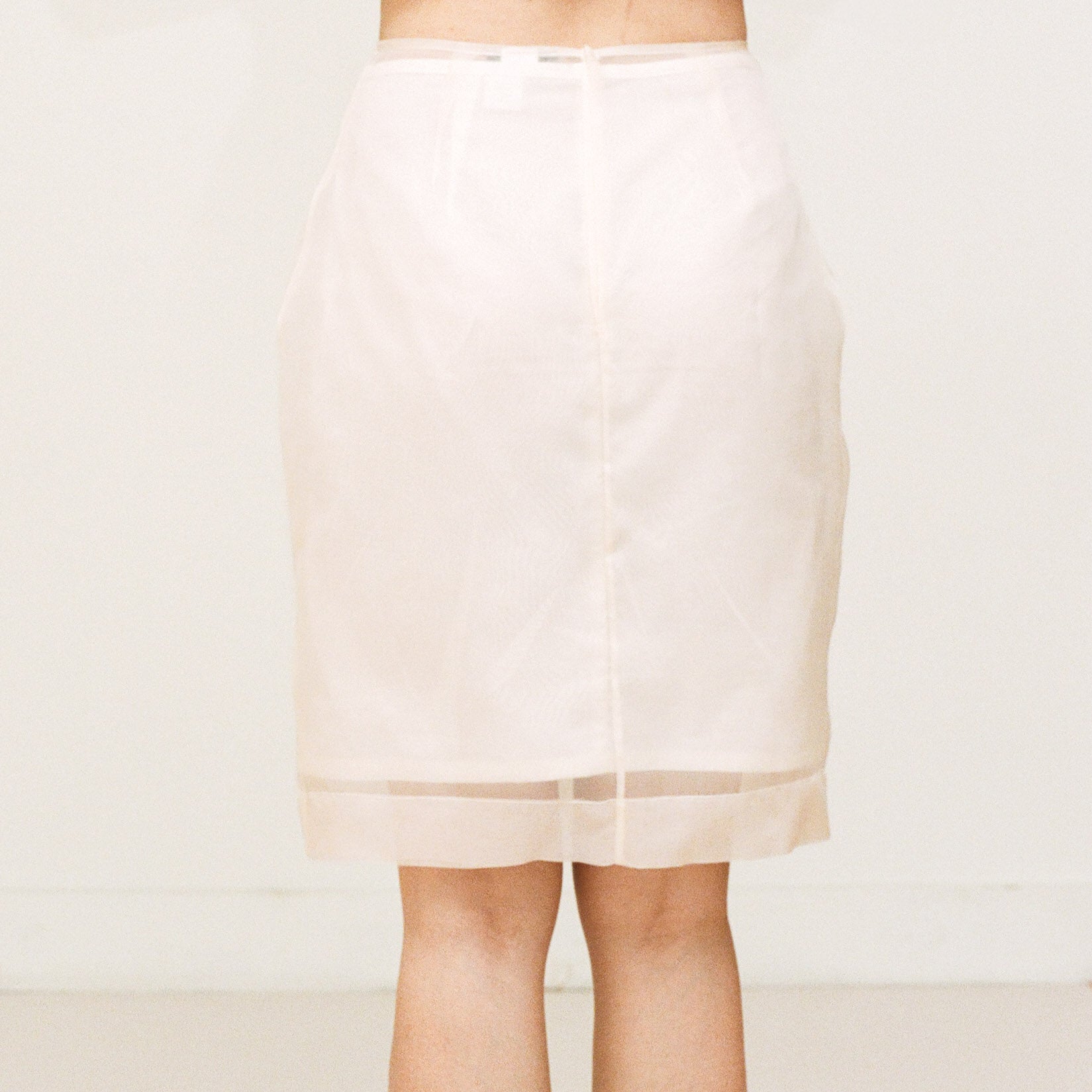Cream Layered Organza Pencil Skirt