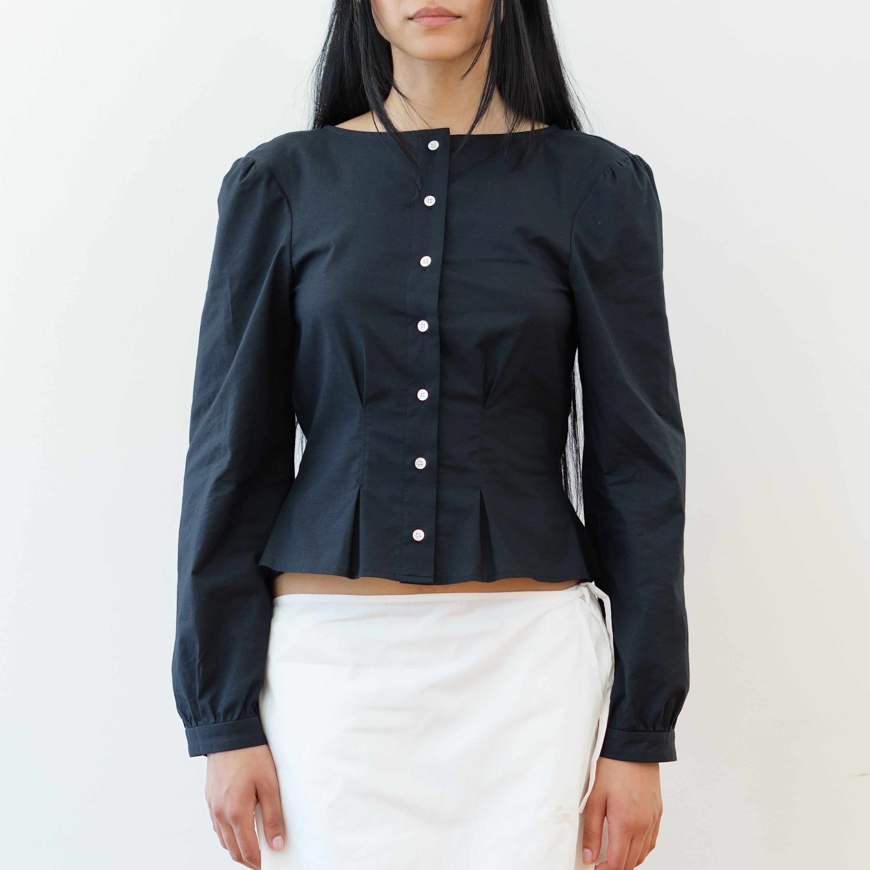 Topstitch Shirt, Black