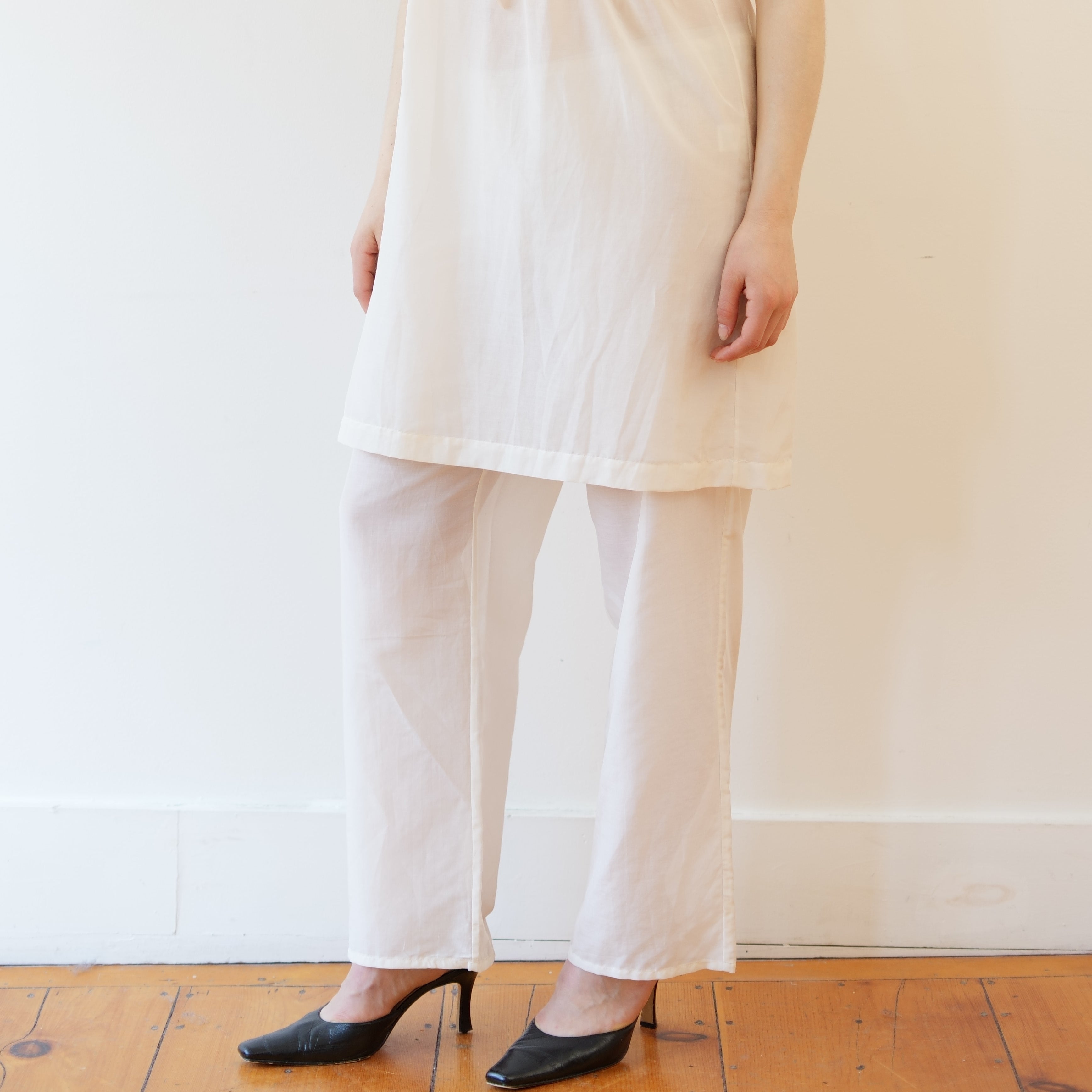 Sheer Drawstring Pants, Natural