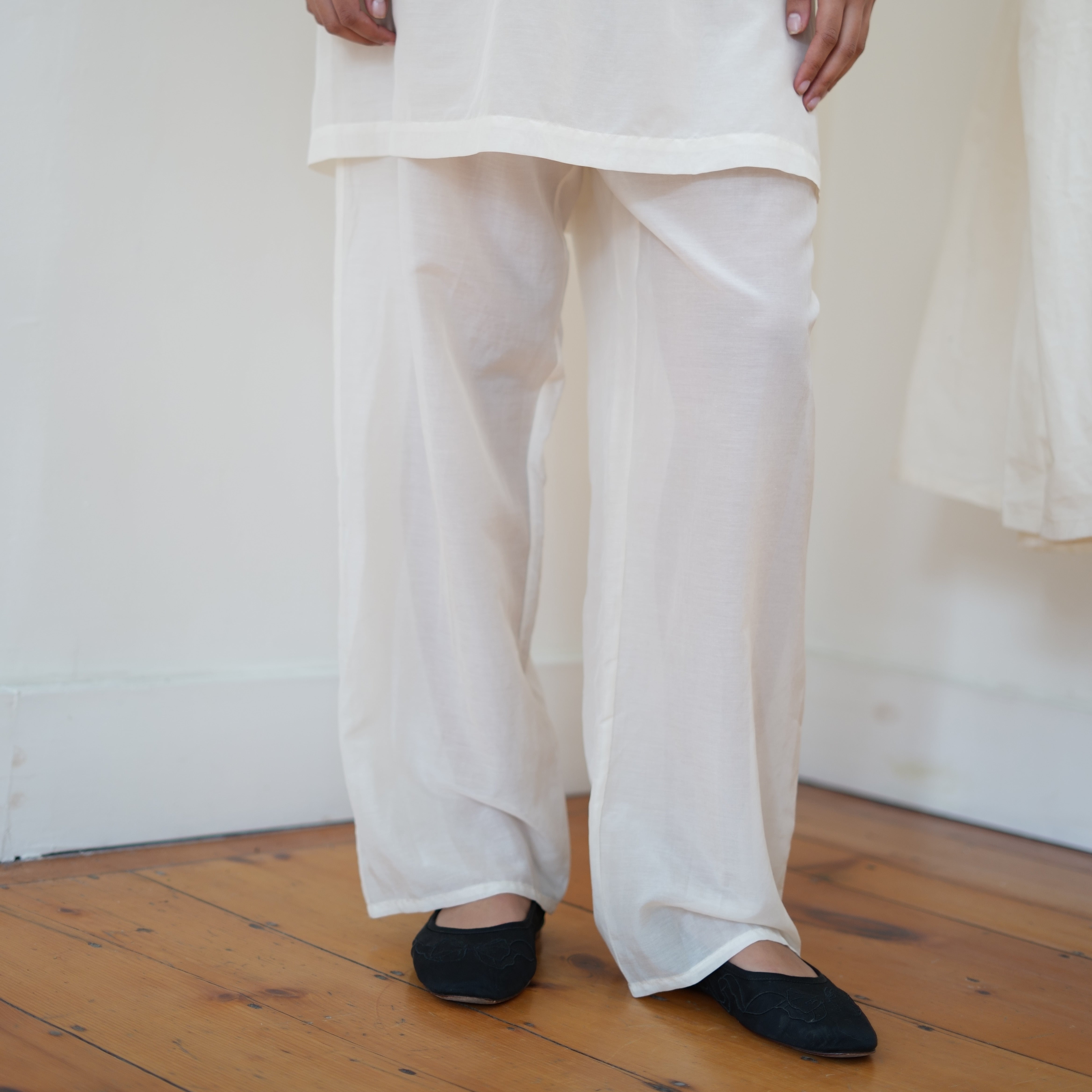 Sheer Drawstring Pants, Natural