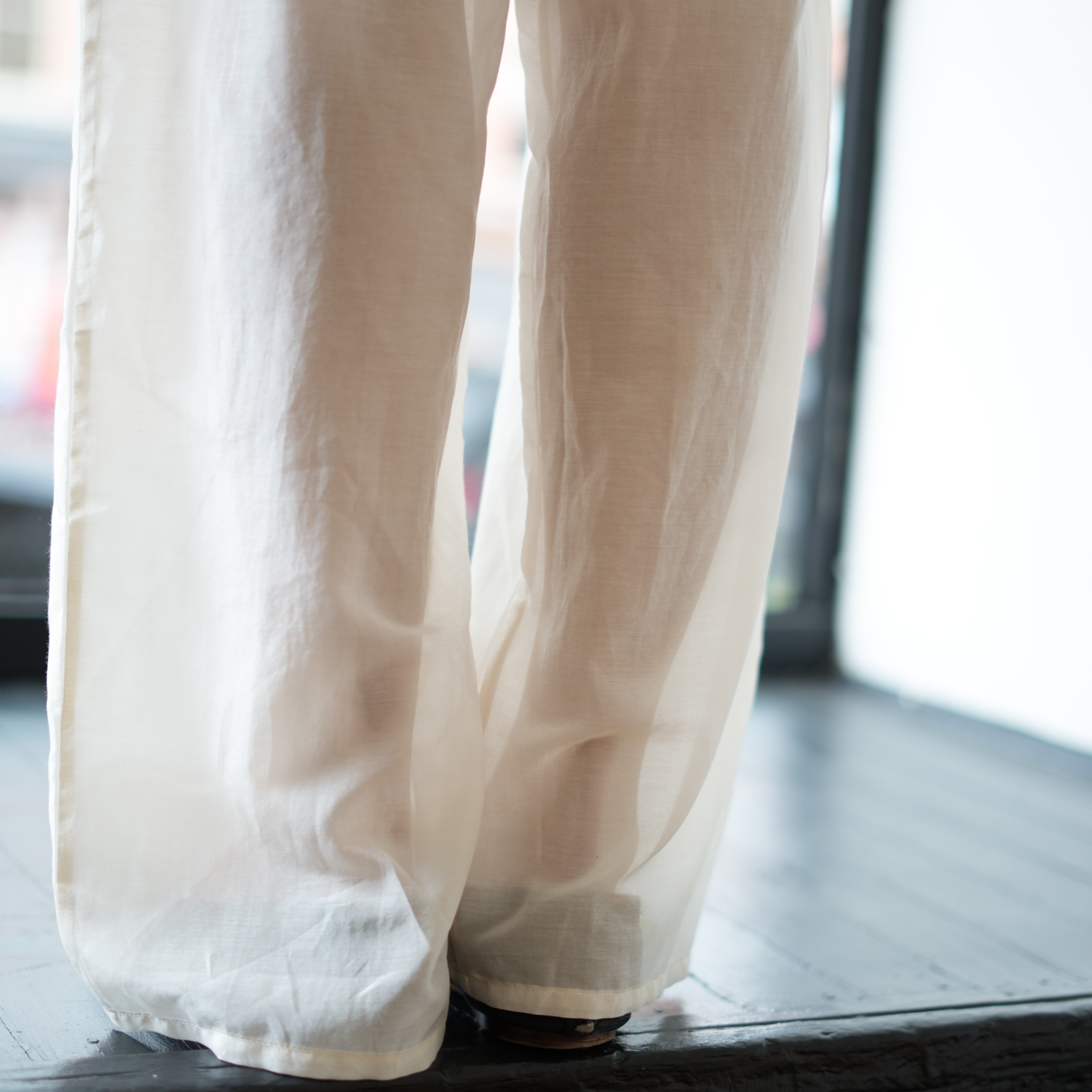 Sheer Drawstring Pants, Natural