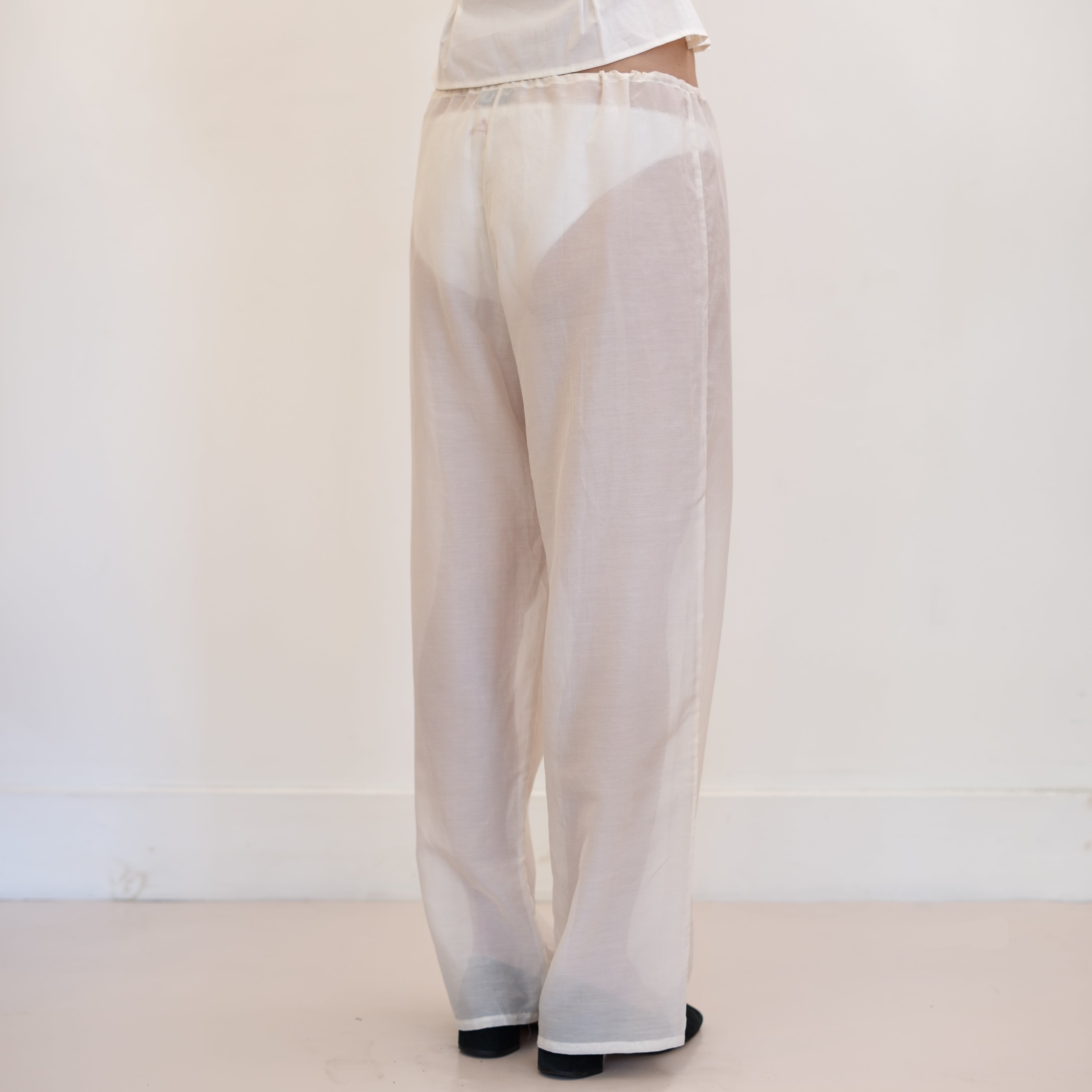 Sheer Drawstring Pants, Natural