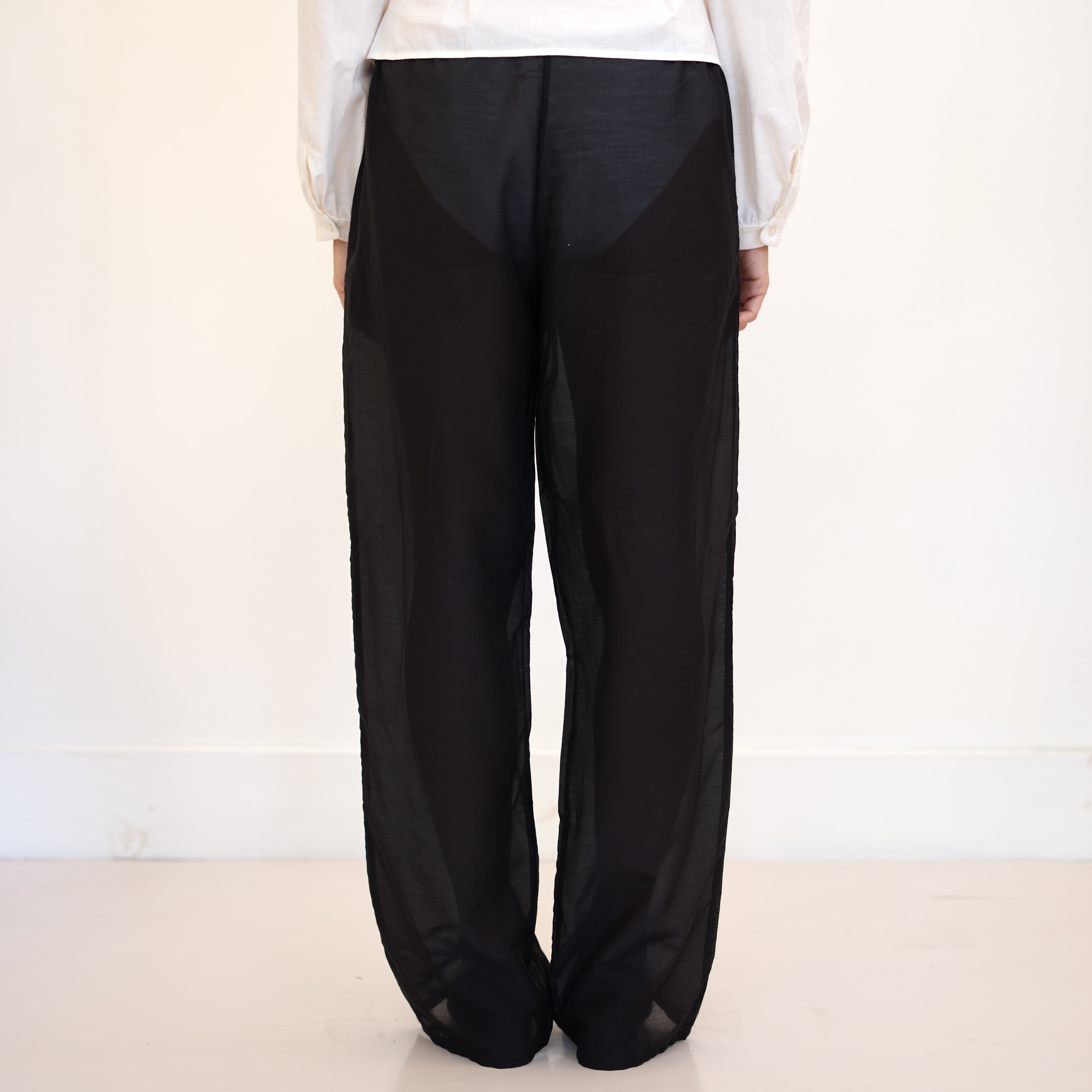 Sheer Drawstring Pants, Black