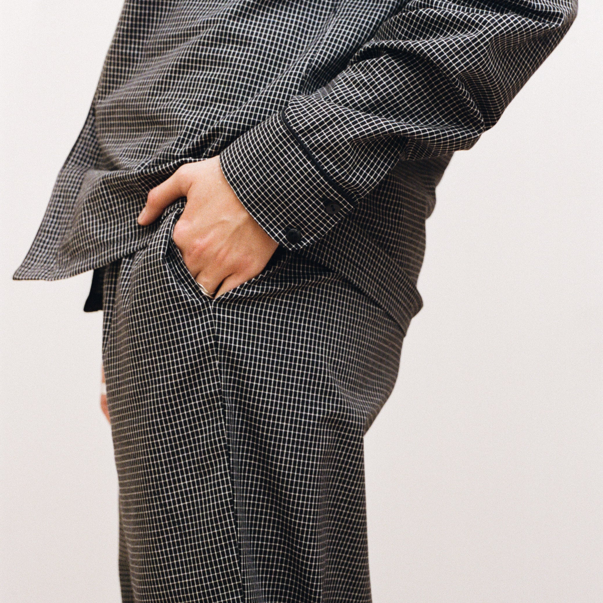 Black & White Grid Pan Collar PJs