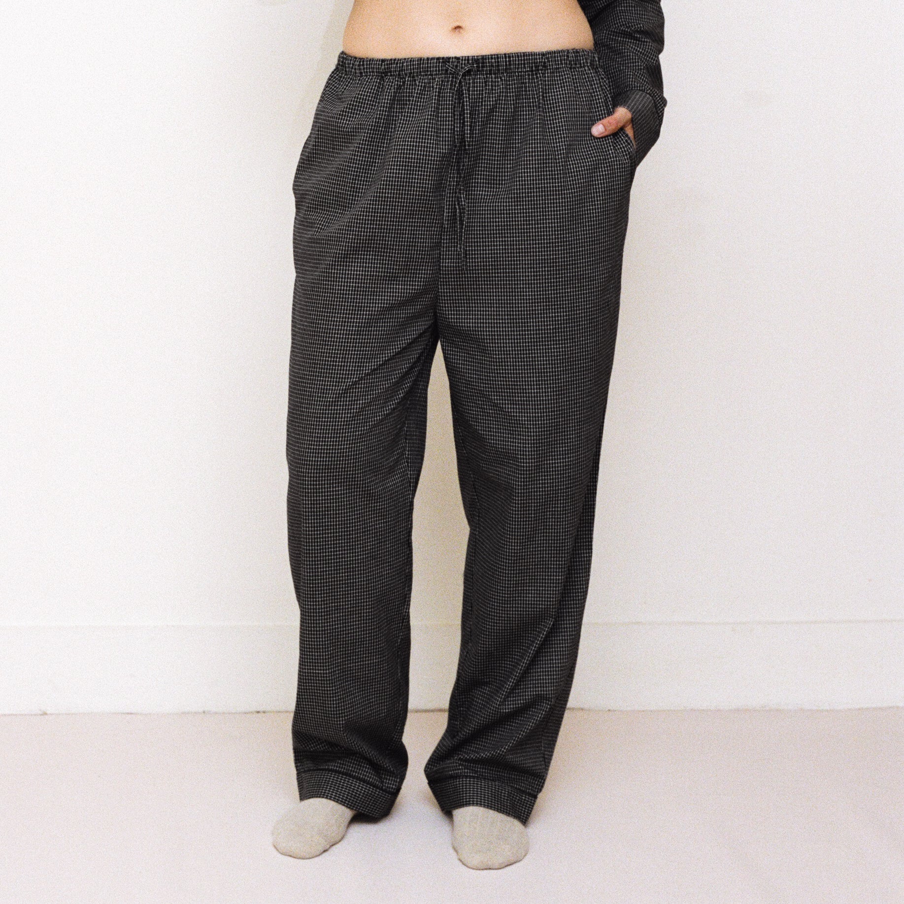Black & White Grid Pan Collar PJs