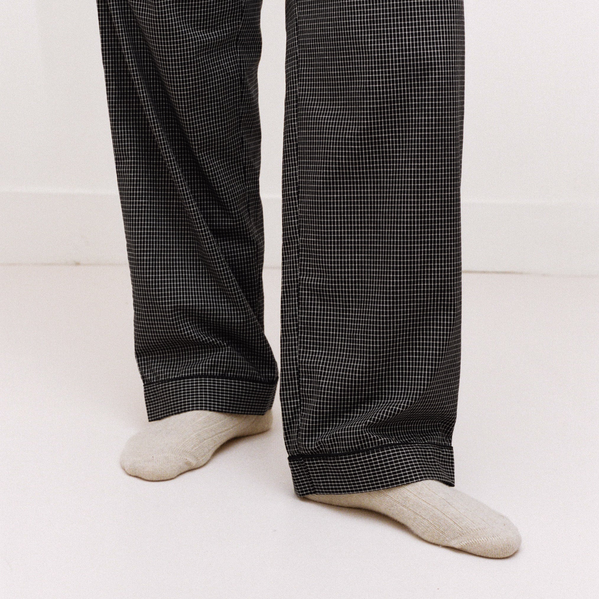 Black & White Grid Pan Collar PJs