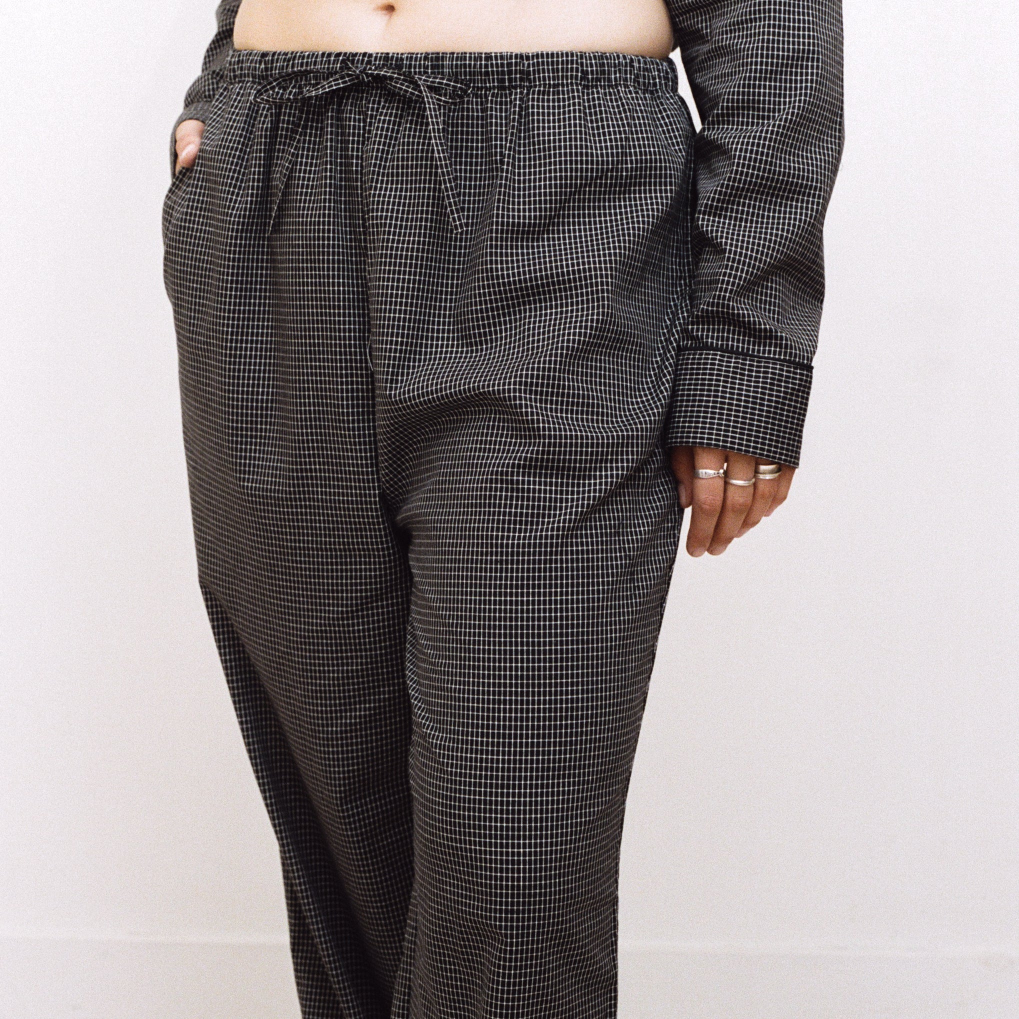 Black & White Grid Pan Collar PJs