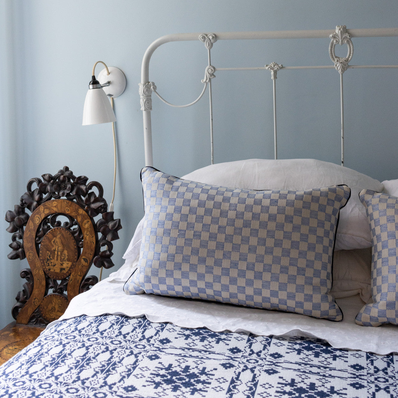 Checked Maba Long Cushion