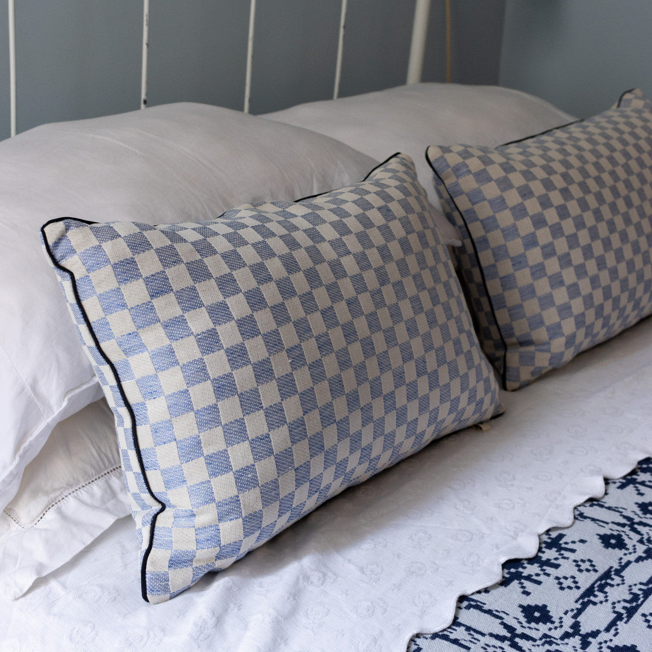Checked Maba Long Cushion