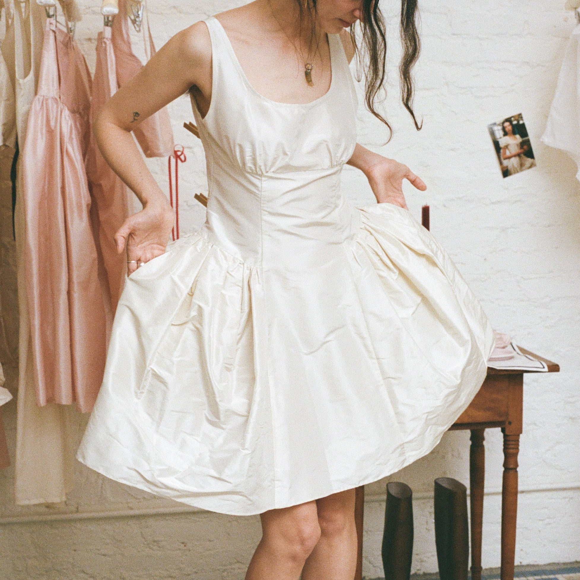 Ivory Taffeta Picnic Dress