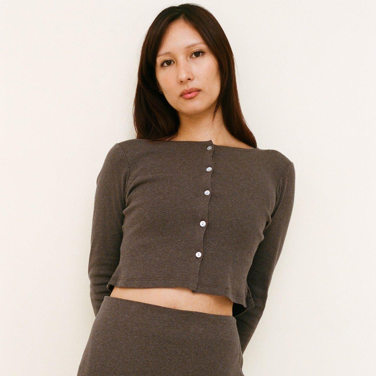 Organic Cotton Cardigan, Cocoa