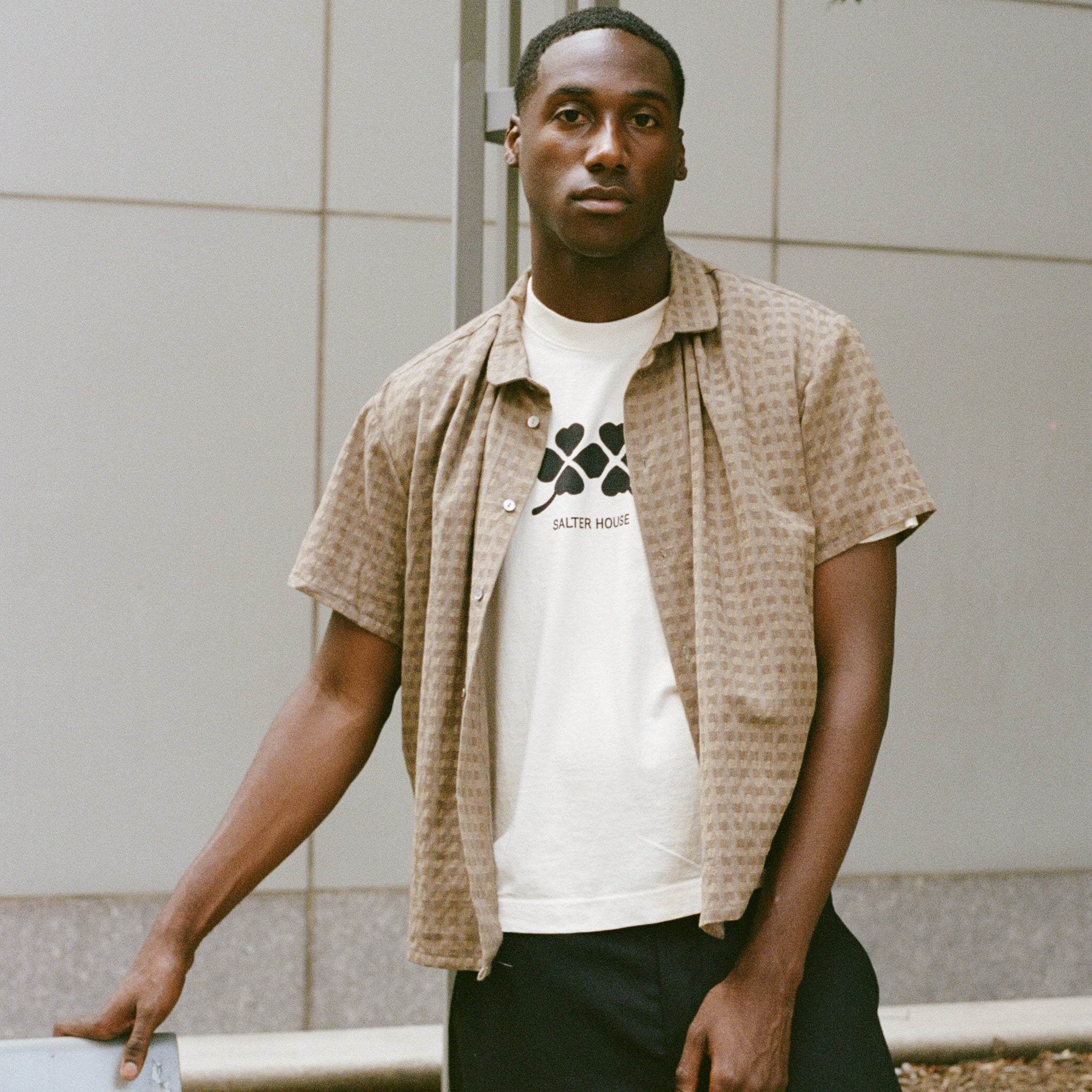 Short Sleeve Shirred Shirt, Mud