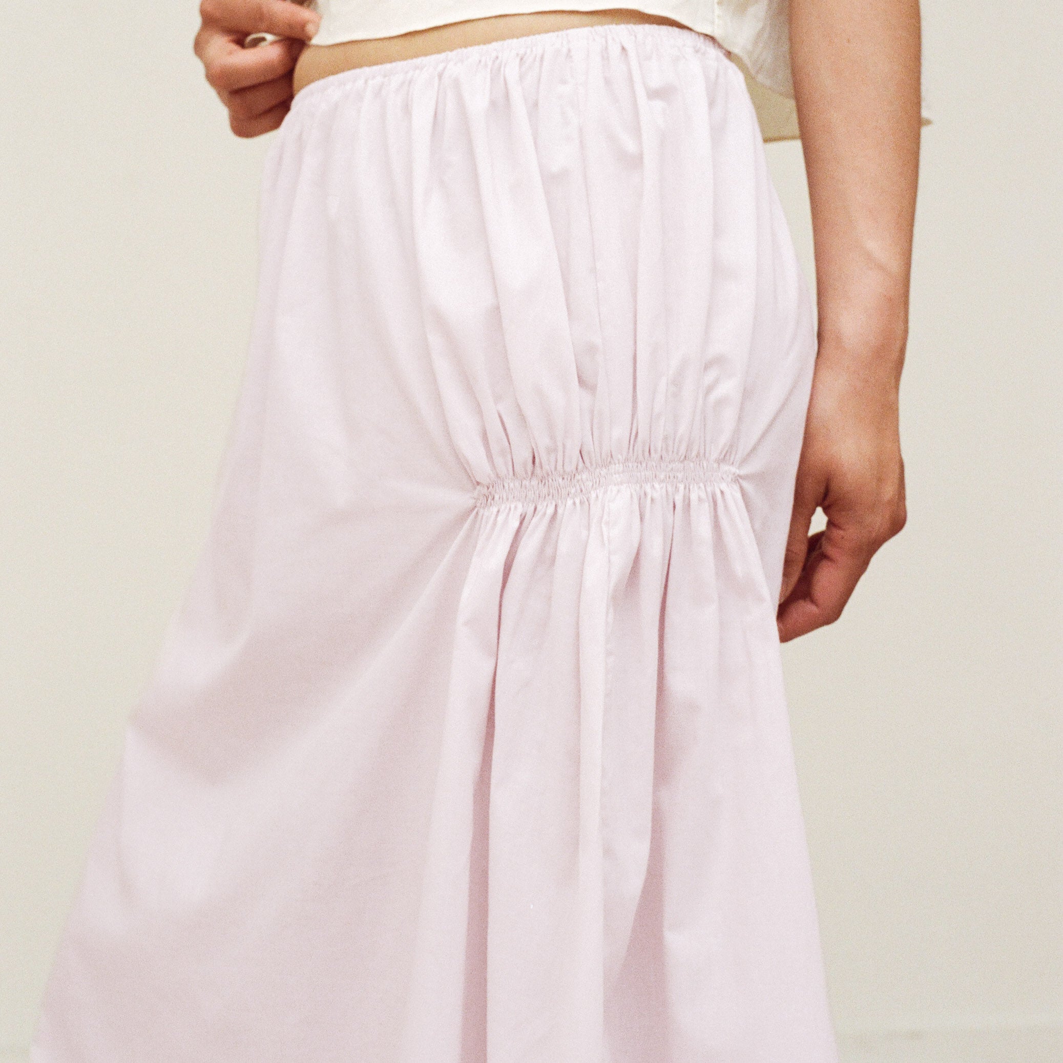 Rose Quartz Cotton Smocked Skirt