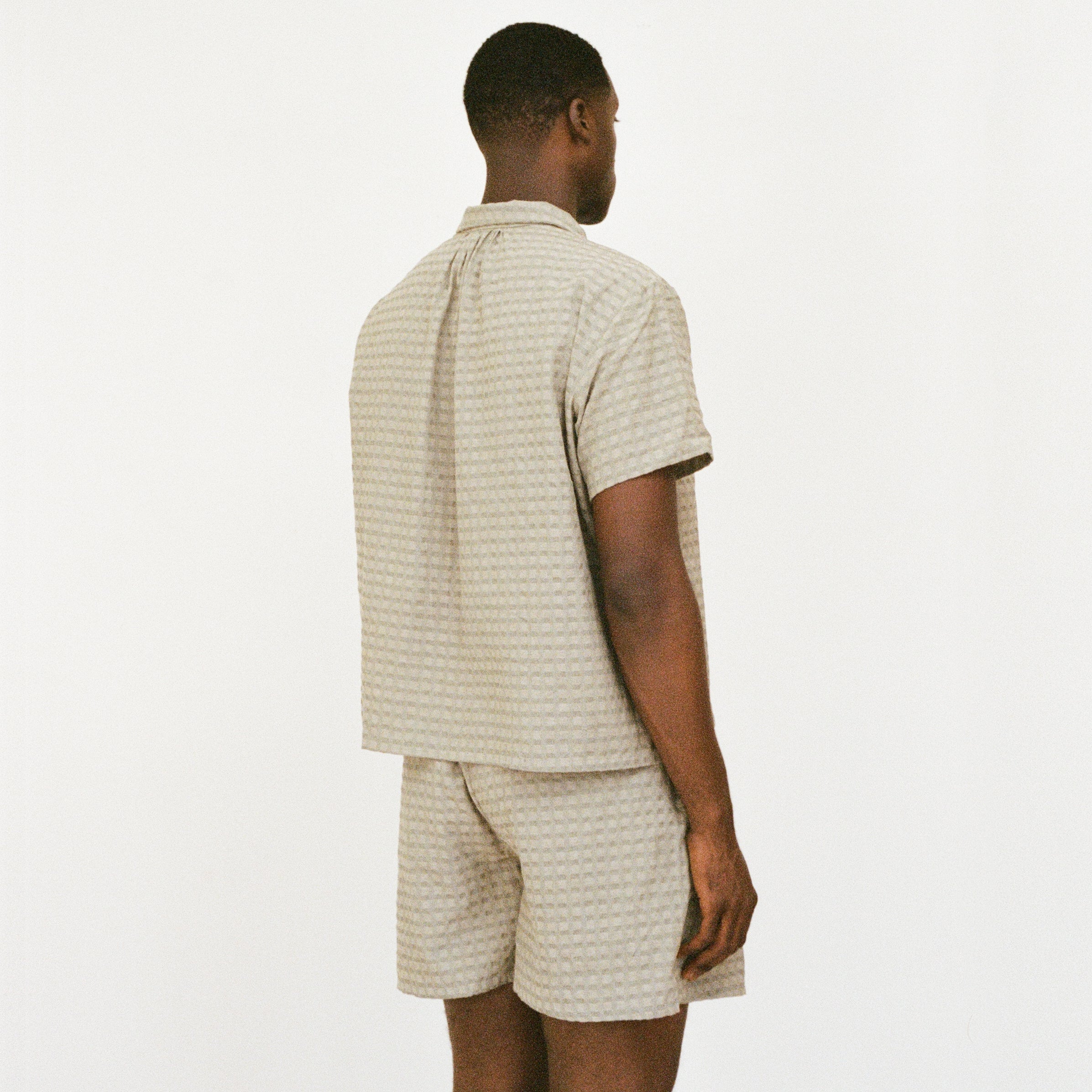 Short Sleeve Shirred Shirt, Willow Green