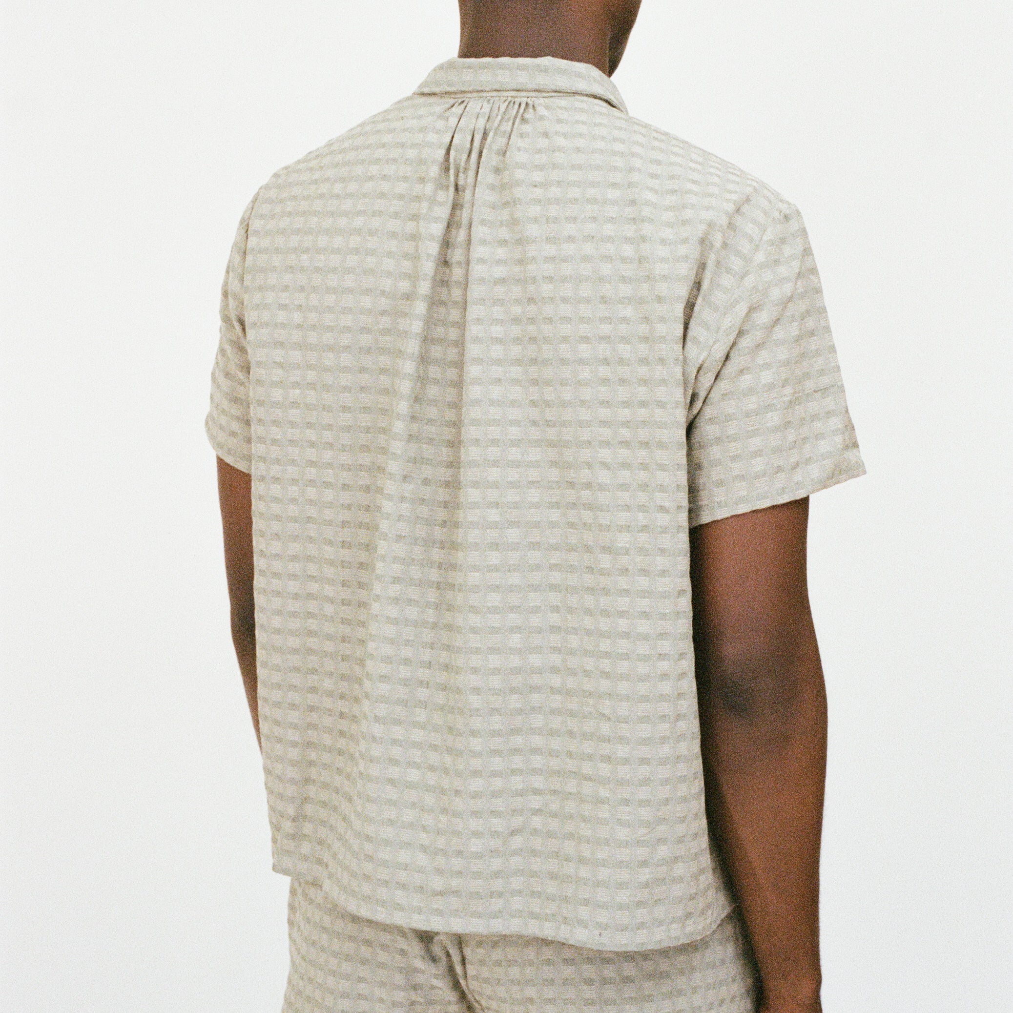 Short Sleeve Shirred Shirt, Willow Green