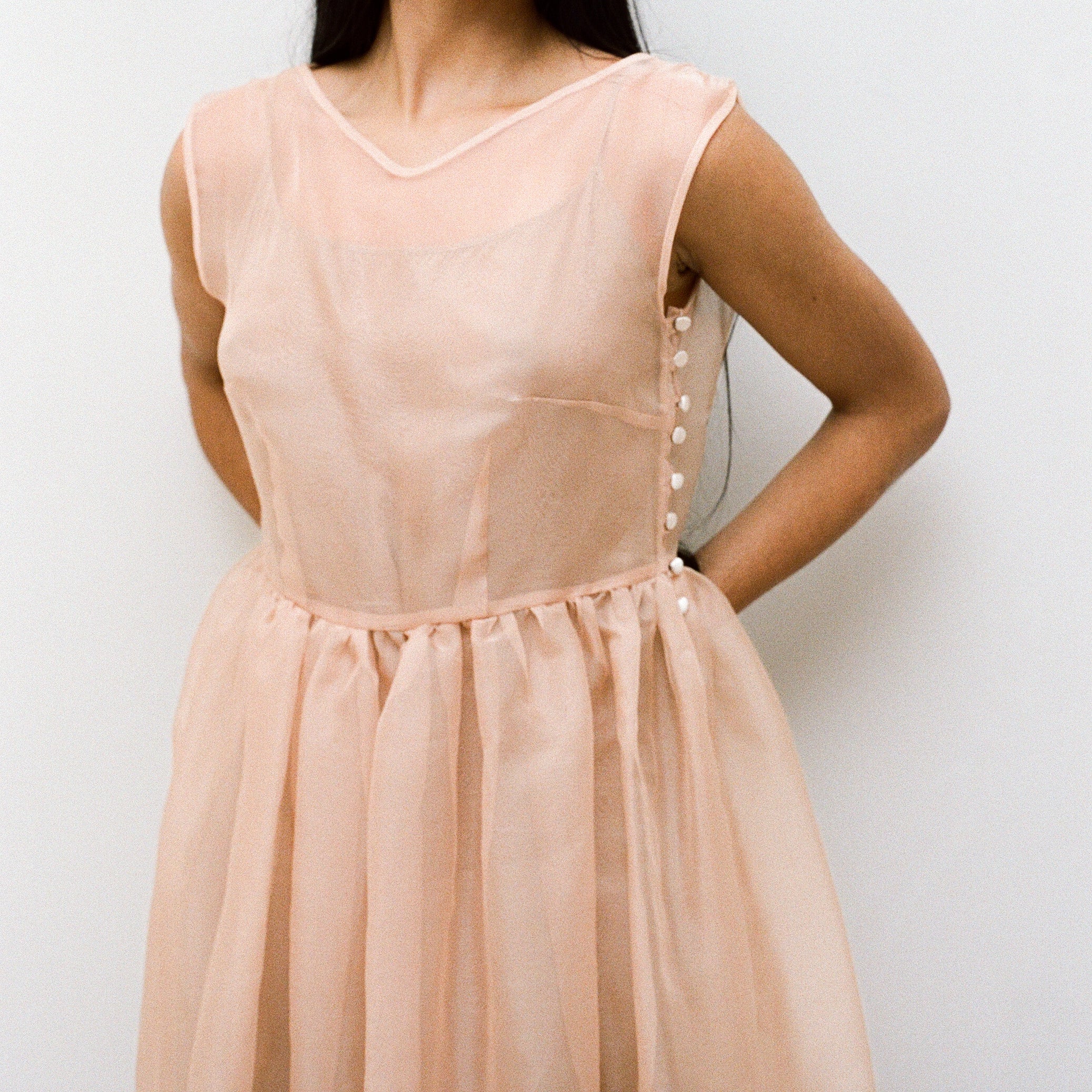Apricot Organza Ghost Dress