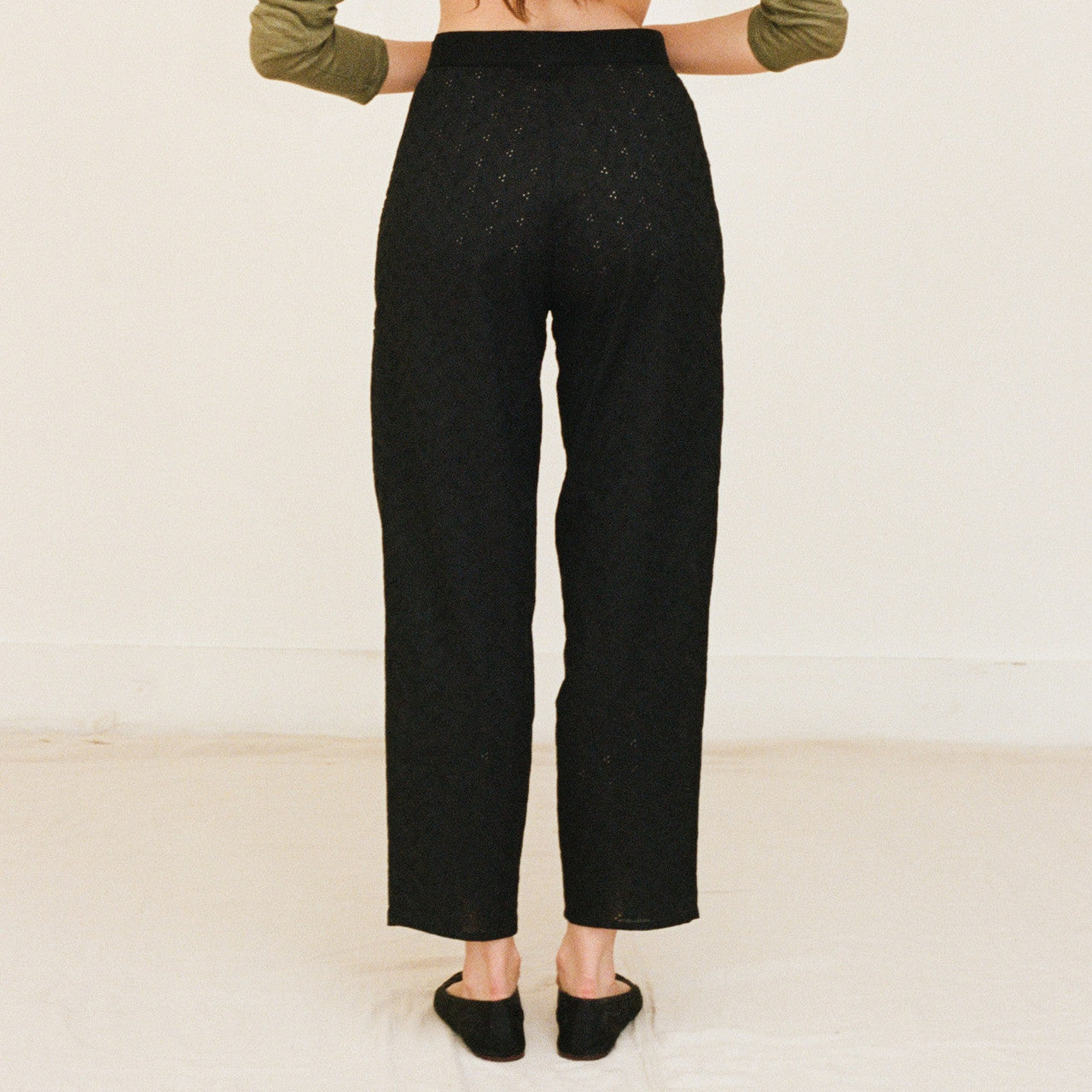 Embroidered Eyelet Pocket Pants