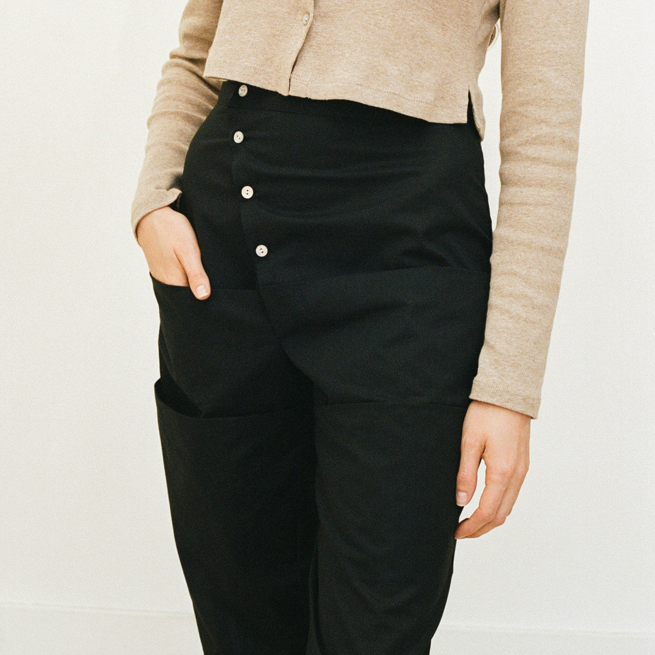Black Cotton Pocket Pants (50% off)