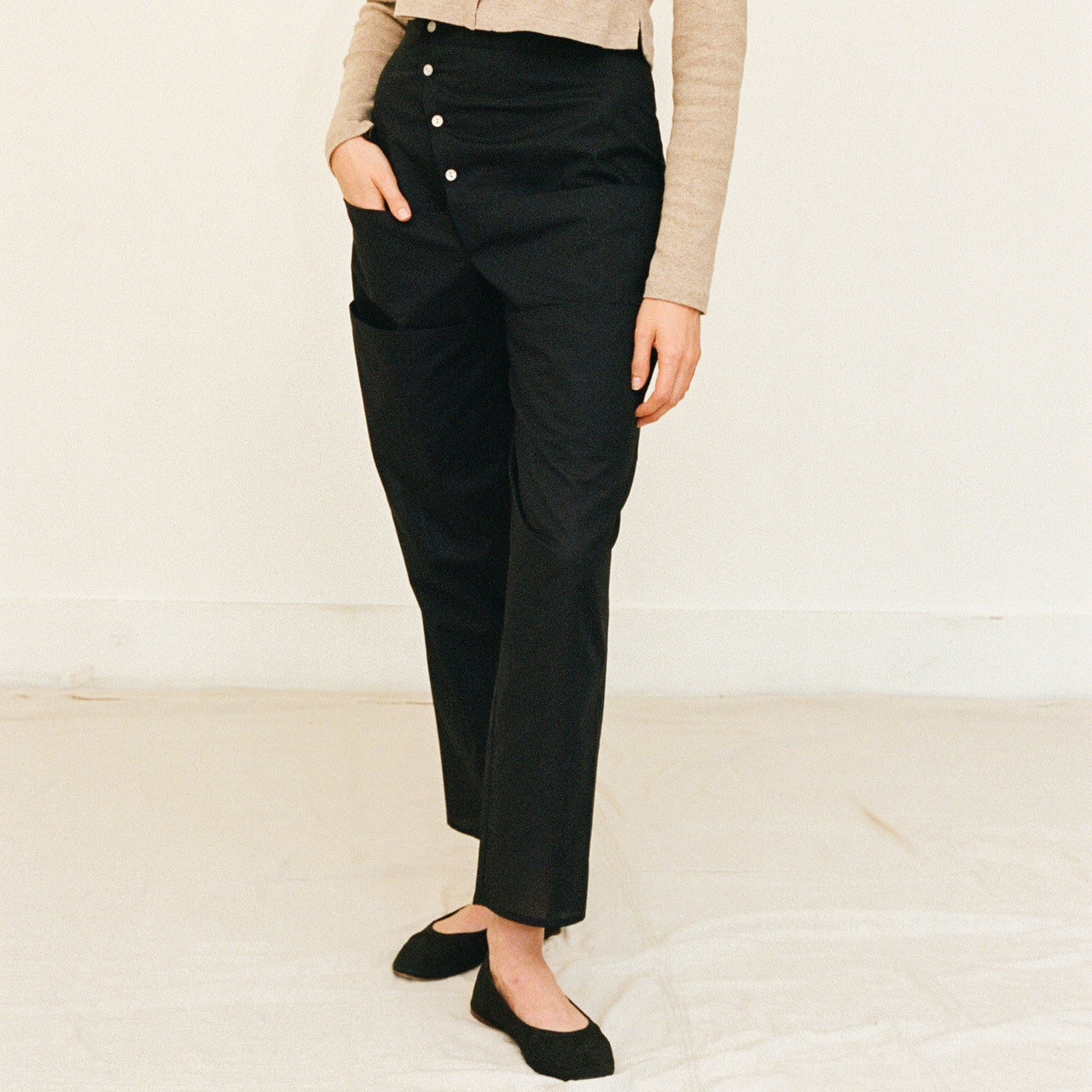 Black Cotton Pocket Pants (50% off)